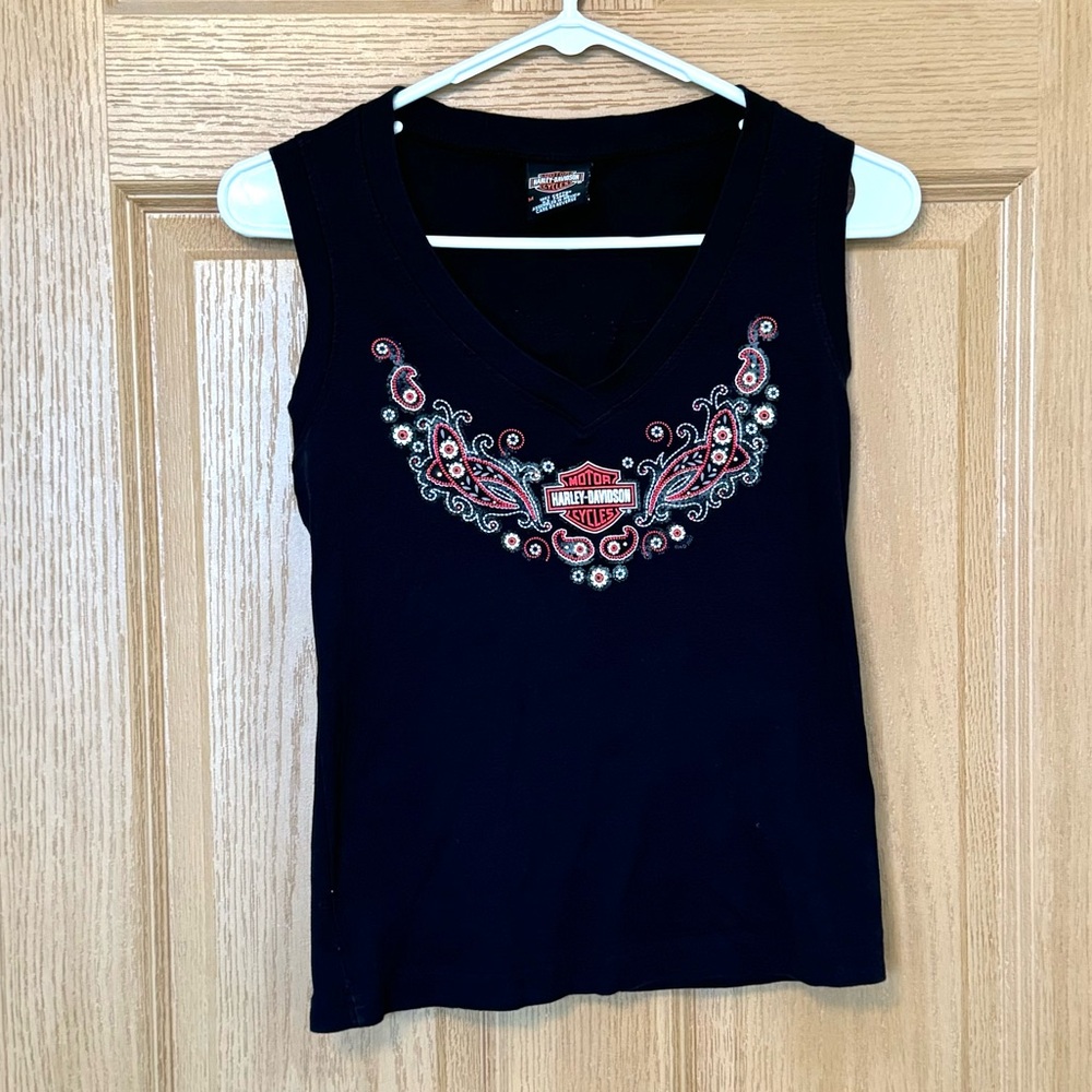 Harley Davidson Vintage Y2K Tank Top Shirt Size M Black & Red